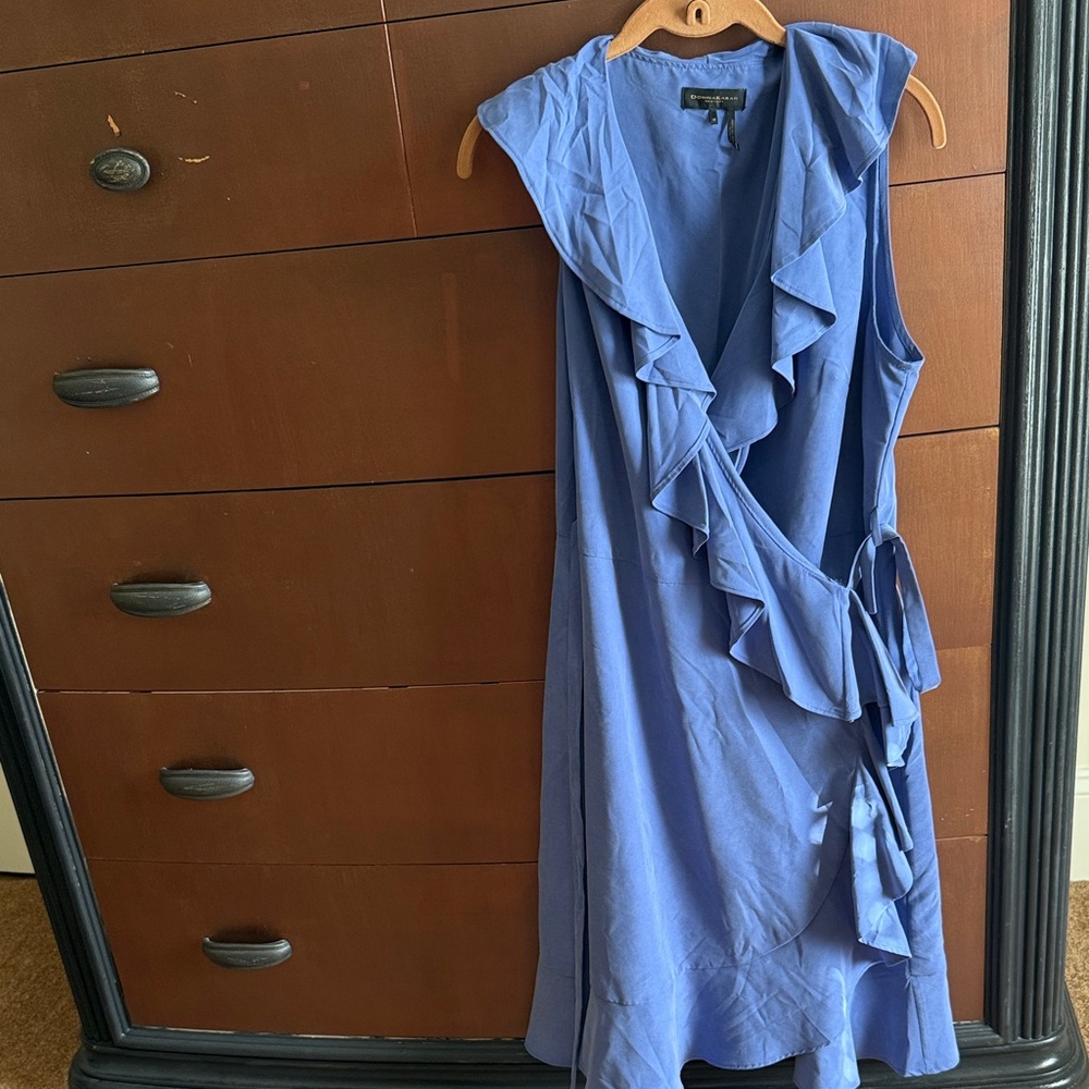 Donna Karan Asymmetrical Blue Dress